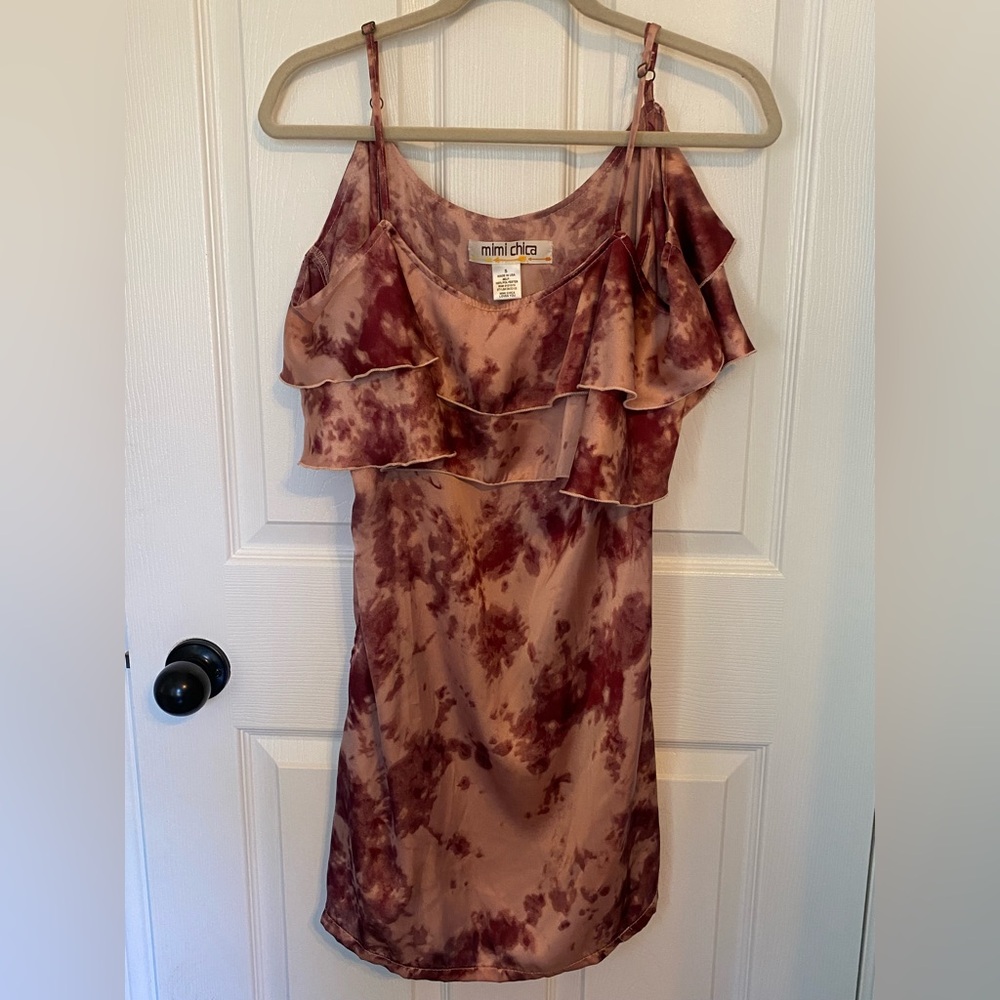 Mimi Chica Polyester Straps/Off Shoulder Baby-Doll Women’s Dress-Has Pockets🥰SzS